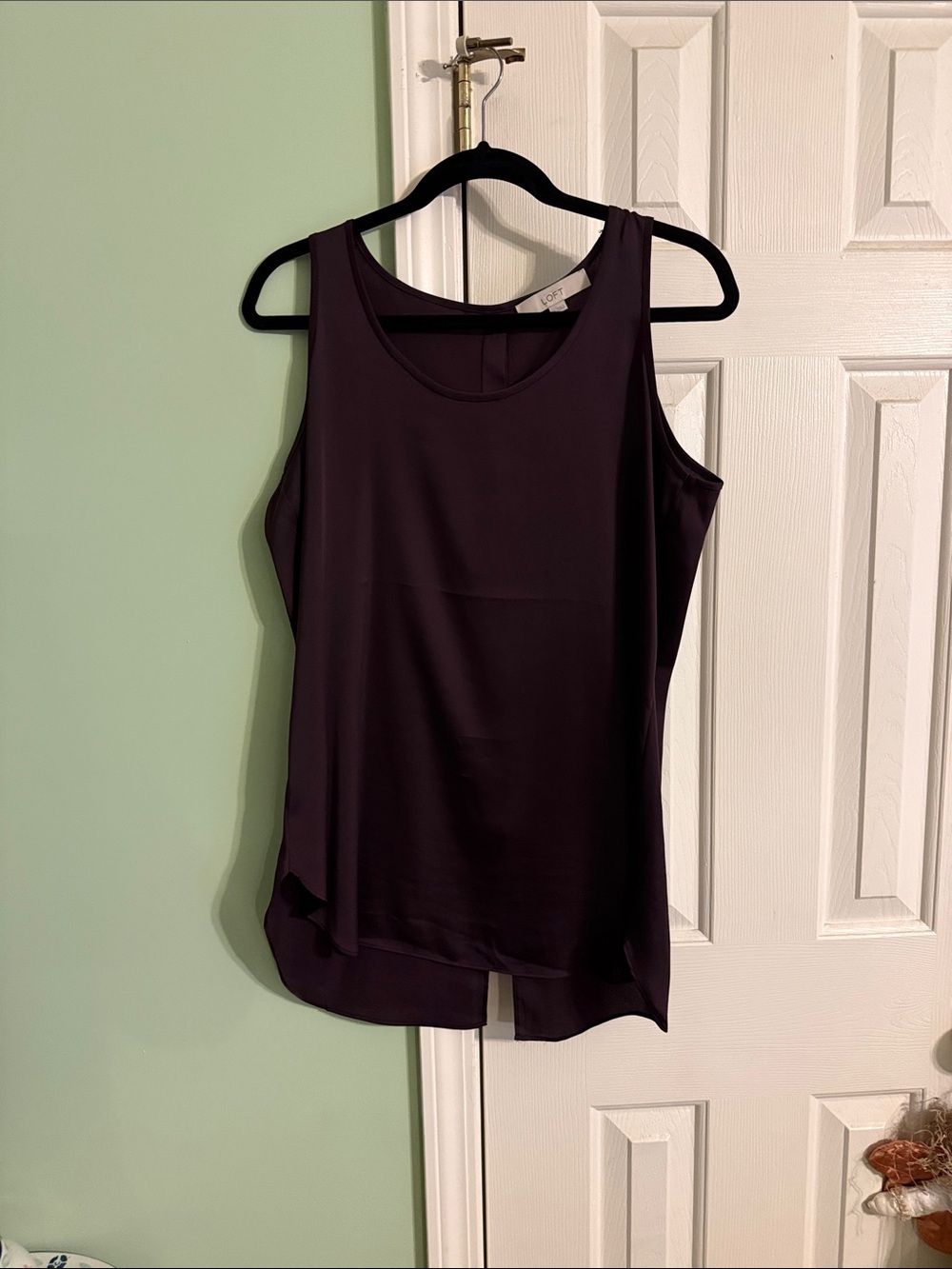 LOFT Deep Plum Sleeveless Layered Shell Top